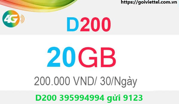 Đăng ký gói D200 Viettel cho Dcom nhận ngay Data khủng