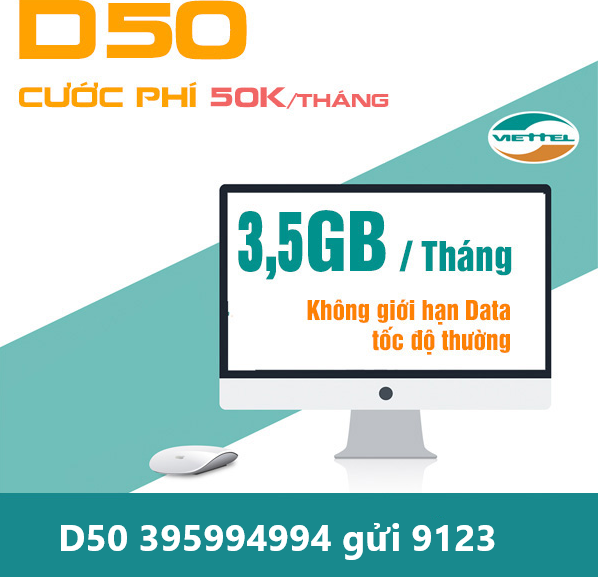 Gói cước Dcom D50 Viettel