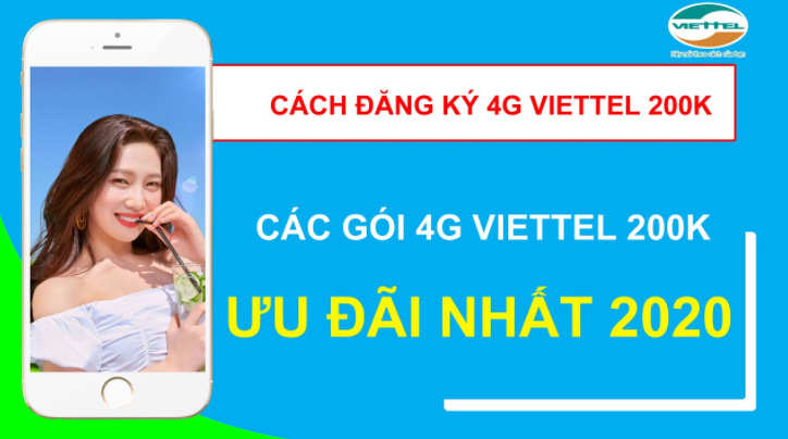 Đăng ký các Gói 4G 200K Viettel 1 tháng